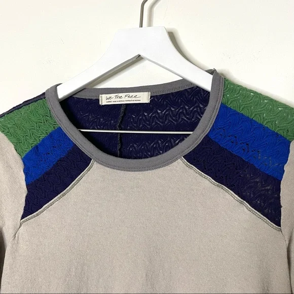 We The Free In Rainbows Crotchet Cotton Knit Top, Size L. - Picture 4 of 7
